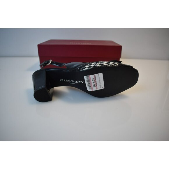 Ellen Tracy Checkered Platform Heels Square Toe Size 9 New ET-Jillian 2 Bow - Picture 9 of 10